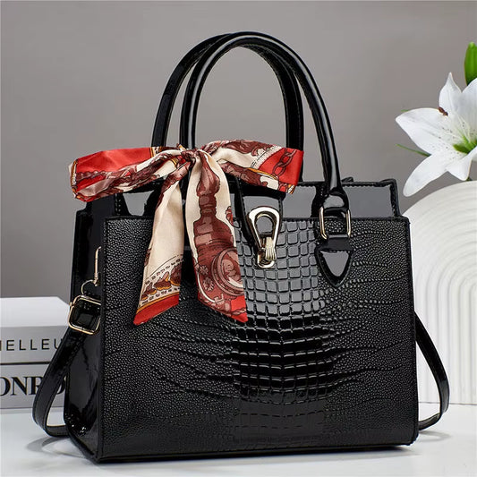 Wholesale Alligator Women Tote Bag Custom PU Leather Female Handbag Nylon Zip Durable for Daily Travel Use Ladies Casual Hand