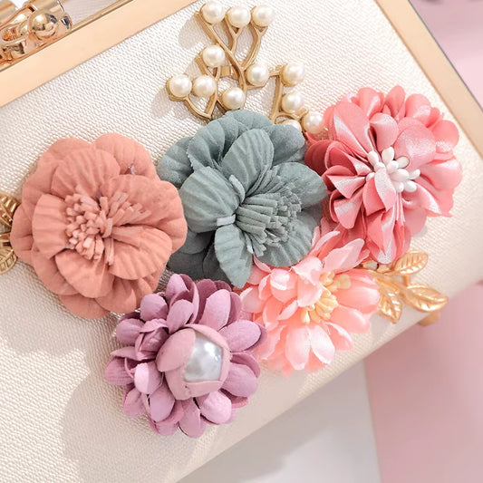 2018 New Korean-Style Trendy Pearl Flower Bag, Dinner , Clutch , Small Banquet , Chain , Women'S Square