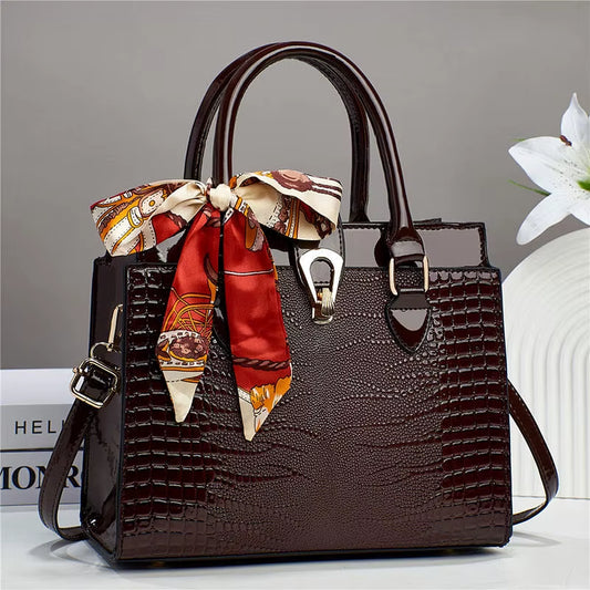 Wholesale Alligator Women Tote Bag Custom PU Leather Female Handbag Nylon Zip Durable for Daily Travel Use Ladies Casual Hand